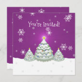 Magenta Snowy - Uitnodiging voor kerstbomen (Voorkant / Achterkant)