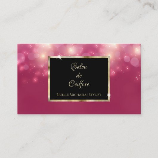 Magenta Sparkle Haarstylist Visitekaartje (Voorkant)