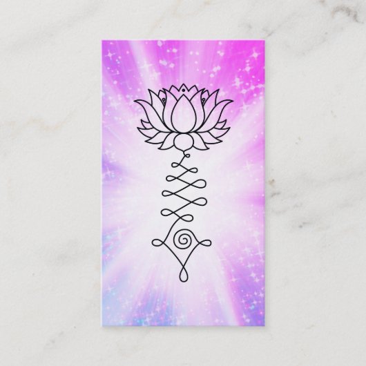 *~* Magenta Sparkles Lotus Reiki Healing Energy Visitekaartje (Voorkant)