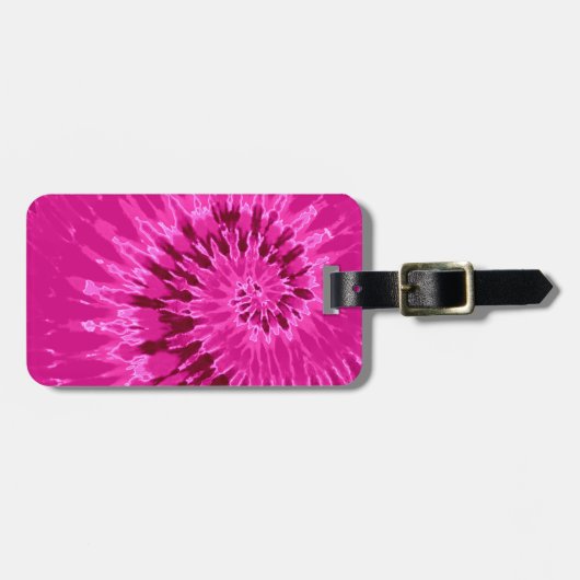 Magenta Spiraal Tie Dye Bagage Label (Voorkant horizontaal)