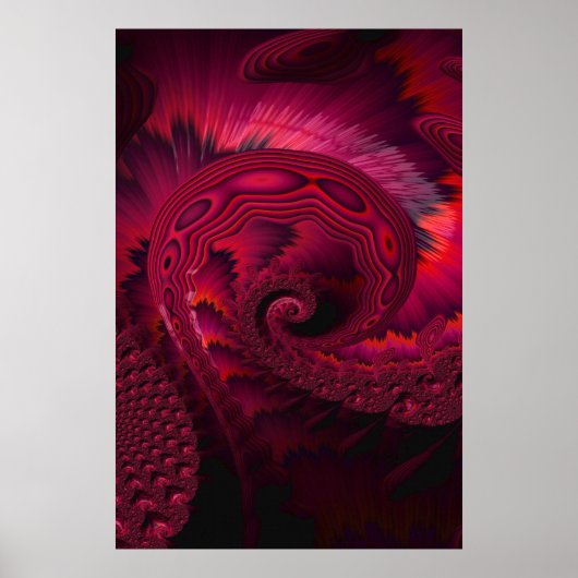 Magenta Spiral Alien Tentacle Fractal Artwork Poster (Voorkant)