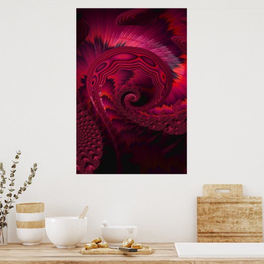 Magenta Spiral Alien Tentacle Fractal Artwork Poster (Keuken)