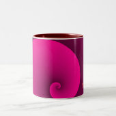 Magenta Spiral Monogram Modern Trendy Chic Tweekleurige Koffiemok (Center)