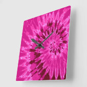Magenta Spiral Tie Dye Clock Vierkante Klok (Hoek)