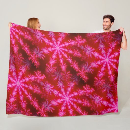 Magenta Starburst Mandelbrot Psychedelic Fractal Fleece Deken (In situ)