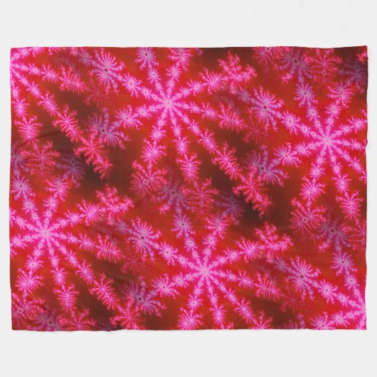 Magenta Starburst Mandelbrot Psychedelic Fractal Fleece Deken (Voorkant (Horizontaal))