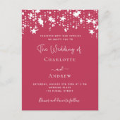 Magenta sterren elegant bruiloft uitnodiging briefkaart (Voorkant)