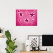 Magenta sterren in het Poster Night Sky (Thuiskantoor)