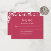 Magenta sterren trouwreactie RSVP Notitiekaartje (Voorkant / Achterkant in situ)