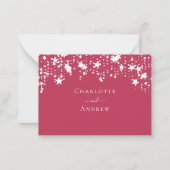 Magenta sterren trouwreactie RSVP Notitiekaartje (Achterkant)