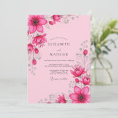 Magenta Stralende Lente Bruiloft Kaart (Staand voorkant)