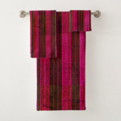 Magenta streep badhanddoek set bad handdoek (Insitu)