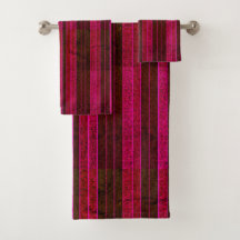 Magenta streep badhanddoek set