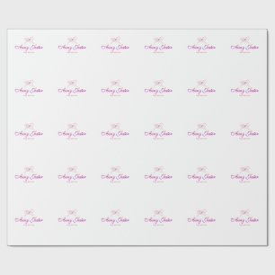 magenta striknaam monogram krabbel illustratie cadeaupapier