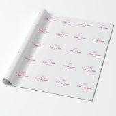 magenta striknaam monogram krabbel illustratie cadeaupapier (Uitgerold)