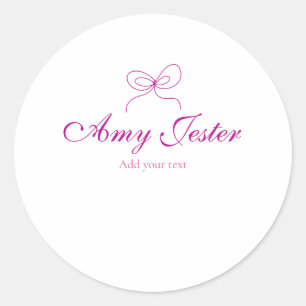 magenta striknaam monogram krabbelillustratie ronde sticker