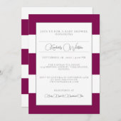 Magenta Striped Baby shower Invitation Kaart (Voorkant / Achterkant)
