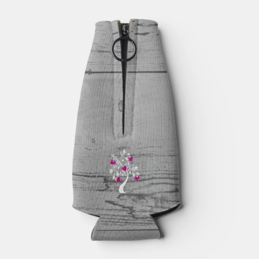 Magenta-structuur van harten Aangepaste flessenkoe Flesjeskoeler (Achterkant)