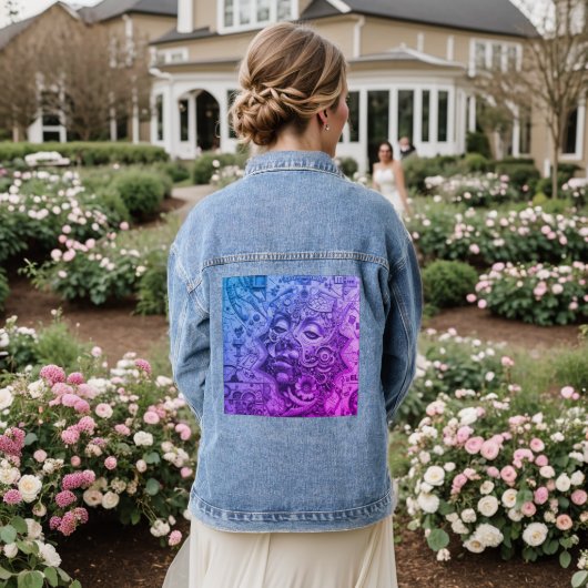 Magenta Surrealisme Denim Jacket (Huwelijk Achterkant)
