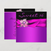 Magenta Sweet 16 Feest Kaart (Voorkant / Achterkant)