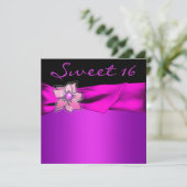 Magenta Sweet 16 Feest Kaart (Staand voorkant)