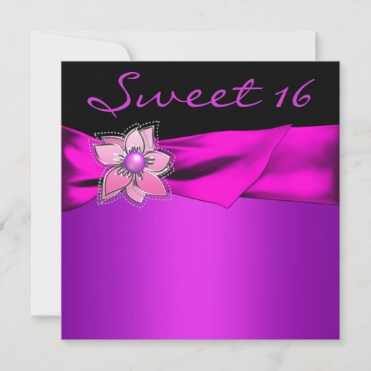 Magenta Sweet 16 Feest Kaart (Voorkant)