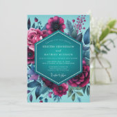 Magenta Teal Gloaming Wedding Kaart (Staand voorkant)