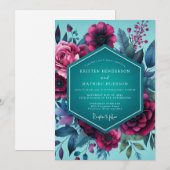 Magenta Teal Gloaming Wedding Kaart (Voorkant / Achterkant)