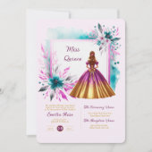 Magenta Teal Quinceanera Ceremonie Ontvangst     Kaart (Voorkant)