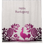 Magenta Thanksgiving Turkije Bloemen Douchegordijn (Voorkant)
