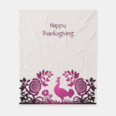 Magenta Thanksgiving Turkije Bloemen Fleece Deken (Voorkant)
