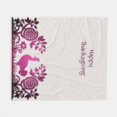 Magenta Thanksgiving Turkije Bloemen Fleece Deken (Voorkant (Horizontaal))