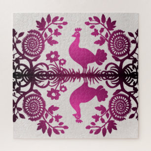 Magenta Thanksgiving Turkije Bloemen Jigsaw Puzzel