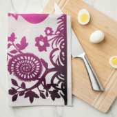 Magenta Thanksgiving Turkije Bloemen Keuken Handdo Theedoek (Quarter Fold)