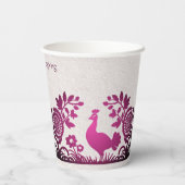 Magenta Thanksgiving Turkije Bloemen Papier Kopjes Papieren Bekers (Achterkant)