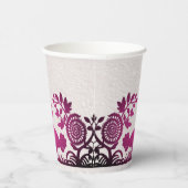 Magenta Thanksgiving Turkije Bloemen Papier Kopjes Papieren Bekers (Rechts)