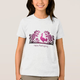 Magenta Thanksgiving Turkije Bloemen T-shirt