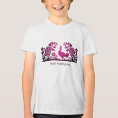 Magenta Thanksgiving Turkije Bloemen T-shirt (Voorkant)