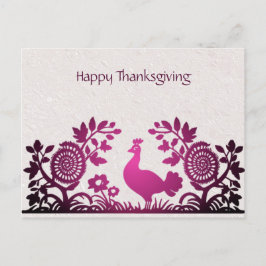 Magenta Thanksgiving Turkije Floral Briefkaart