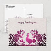 Magenta Thanksgiving Turkije Floral Briefkaart (Voorkant / Achterkant)