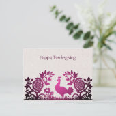 Magenta Thanksgiving Turkije Floral Briefkaart (Staand voorkant)