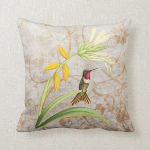 Magenta Throated Hummingbird Grunge Pillow Kussen