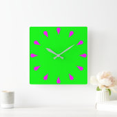 Magenta traandruppels vierkante klok (Huis)