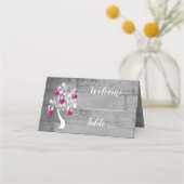 Magenta Tree of Hearts Reception Place Card Plaatskaartje (Voorkant)
