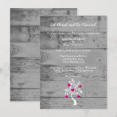 Magenta Tree of Hearts Wedding Rehearsal Dinner Kaart (Voorkant / Achterkant)