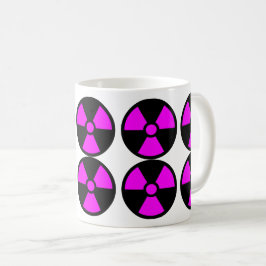 Magenta Trefoil Symbolen op zwarte achtergrond - Koffiemok