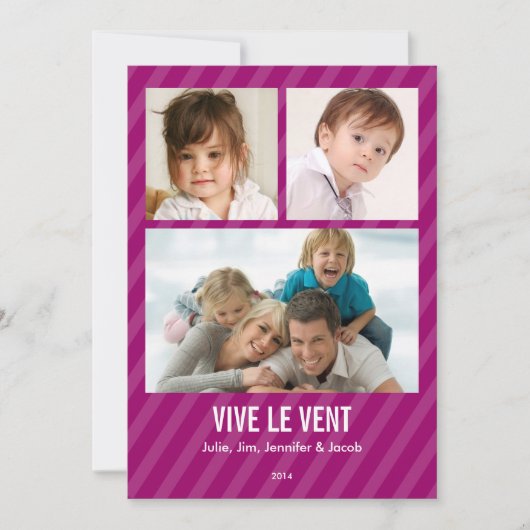 Magenta Triple carte de photo de vacances Kaart (Voorkant)