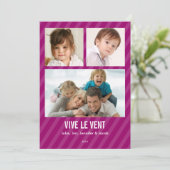 Magenta Triple carte de photo de vacances Kaart (Staand voorkant)
