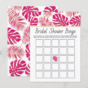 Magenta tropische bladeren bridal bingo spelkaart informatiekaartje