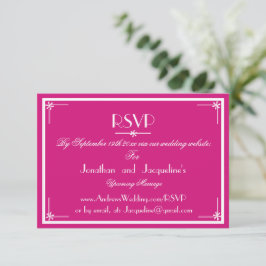 Magenta Trouwkaart Eenvoudige Witte Script Namen W RSVP Kaartje